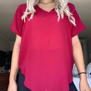 Nordstrom Sheer Red Blouse